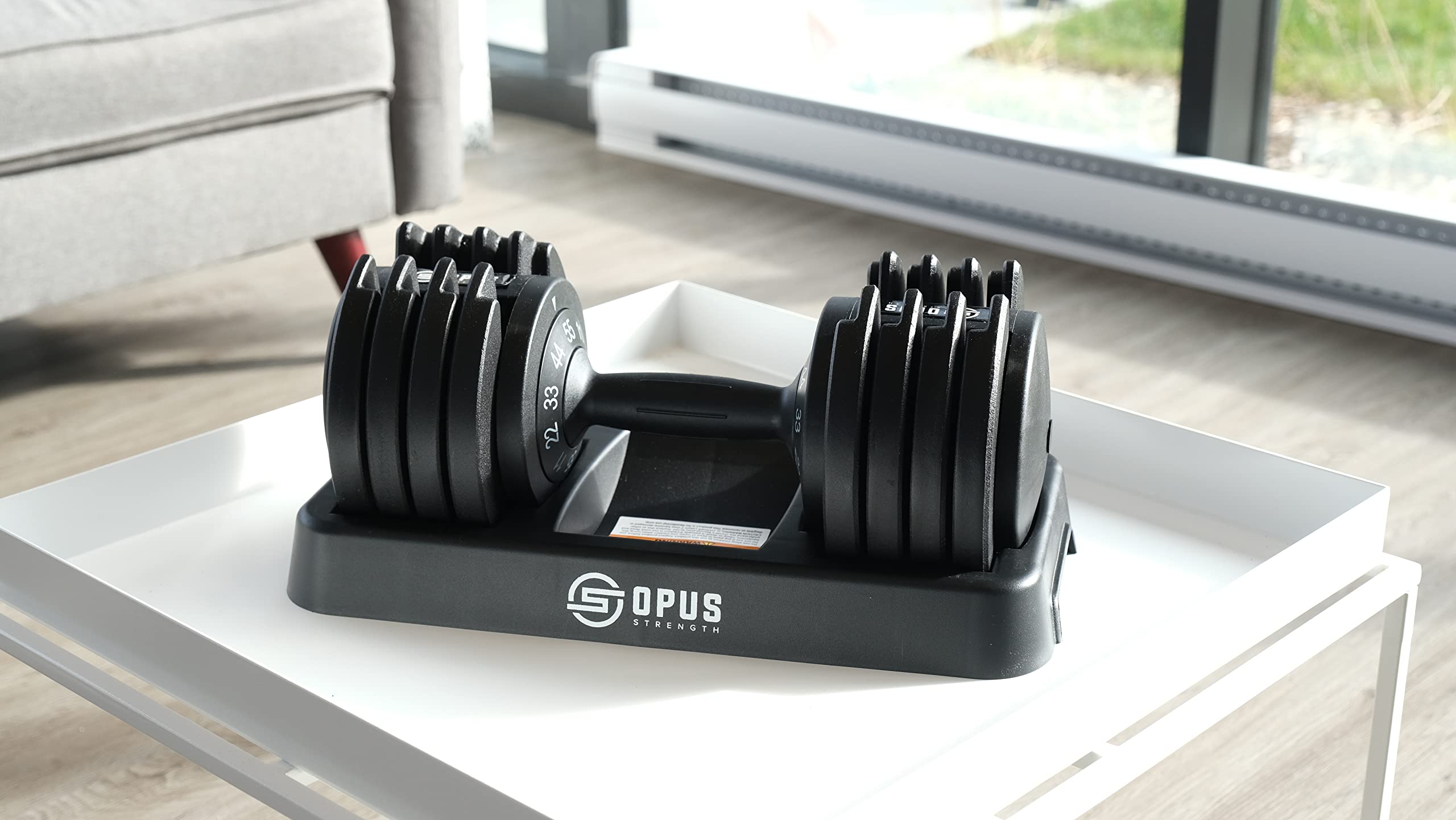 Opus Strength Adjustable Dumbbell, 55lb Single Dumbbell for Men and Women, Sleek and Compact Design, Perfect for Home Gym Exercises
