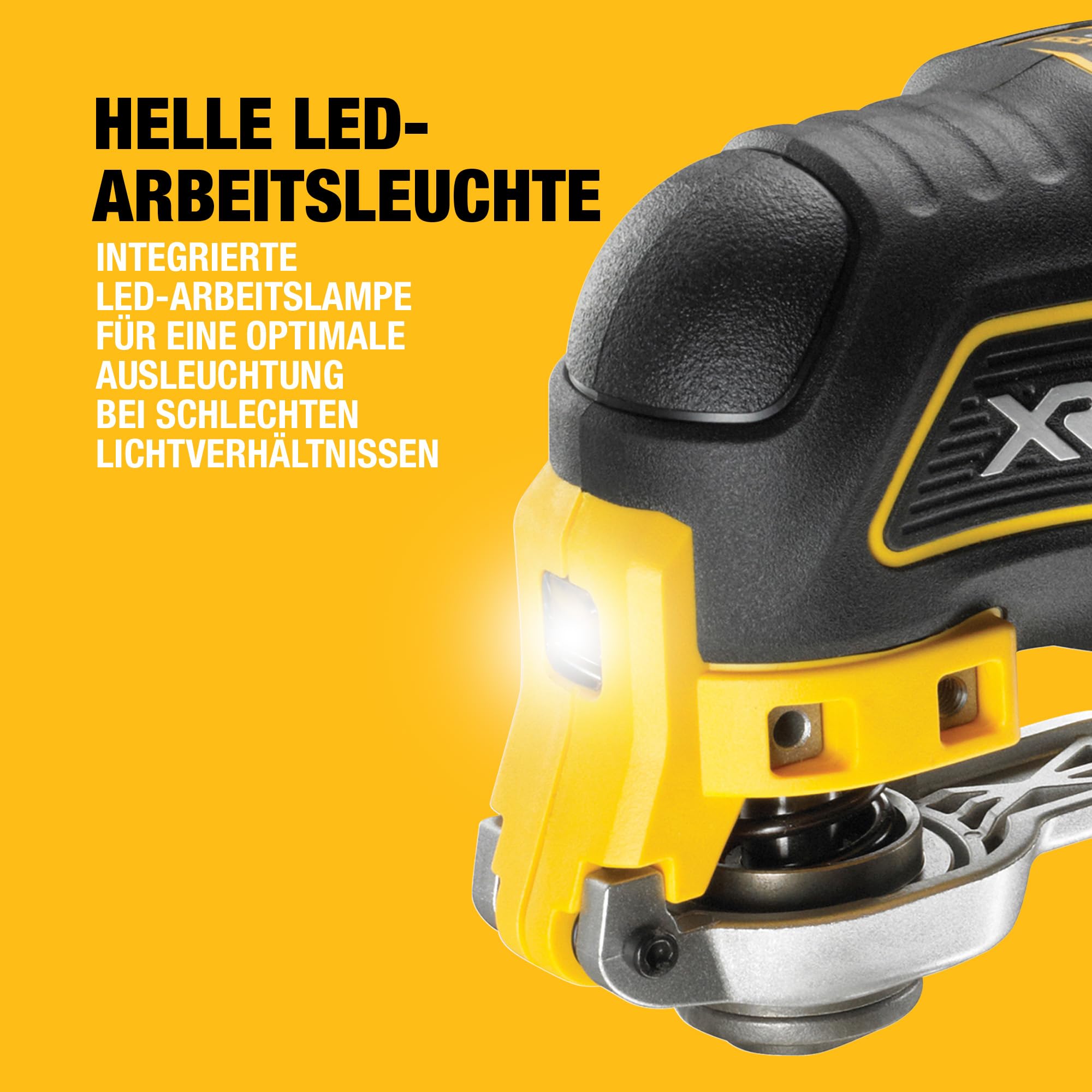 DEWALT 18V ozillierendes Akku-Multi-Tool DCS355N-XJ (bürstenloser Motor,LED-Lampe,30-Tlg. Schleif- und Sägeanwendungen,Lieferung ohne Akku und Ladegerät)