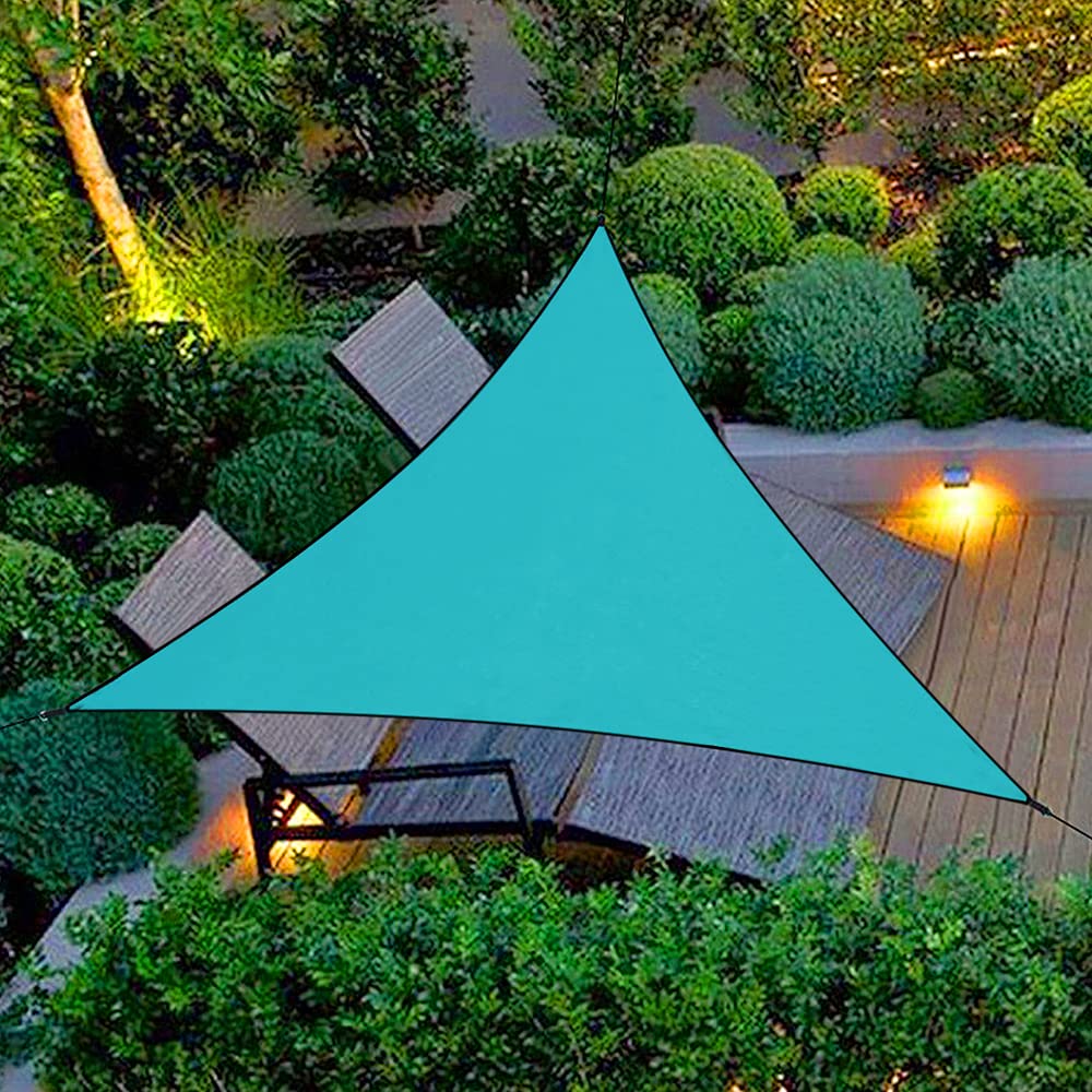 JDTEU Sonnensegel Dreieck, Tarp Wasserdicht Sonnensegel Dreieck, 4m x 4 m Sonnenschutz Wetterbeständig mit Seil, Atmungsaktiv & 90% UV Schutz, für Garten Terrasse Camping (Blau) Garten