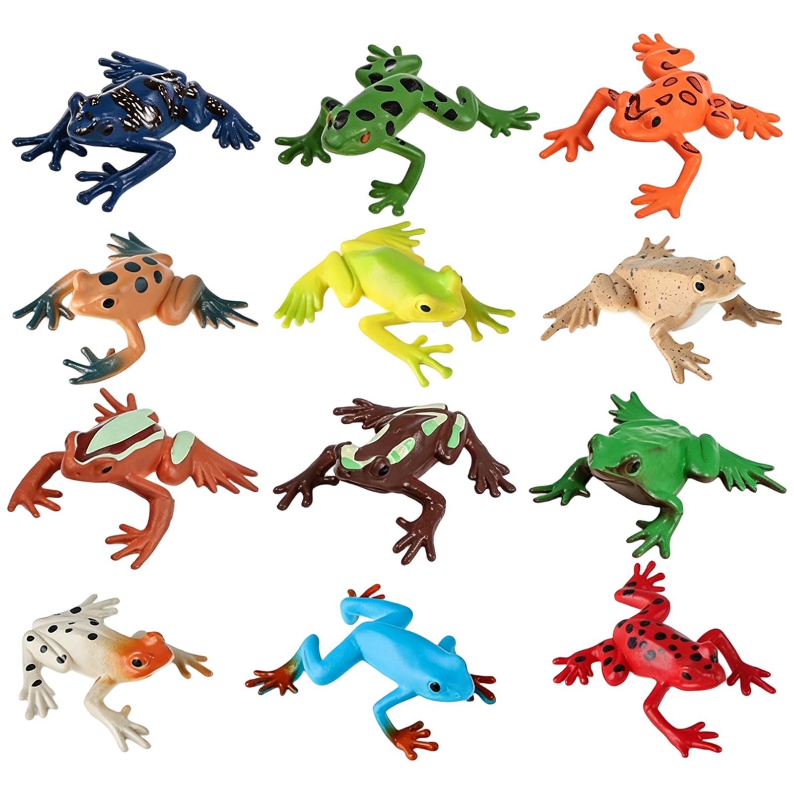 JBLJDWD 12Pcs Frogs, Rainforest Dioramas, Rainforest Animals Figures for Nature-Themed Parties and Display, Frog Figures for Creative Use and Decorative Collections