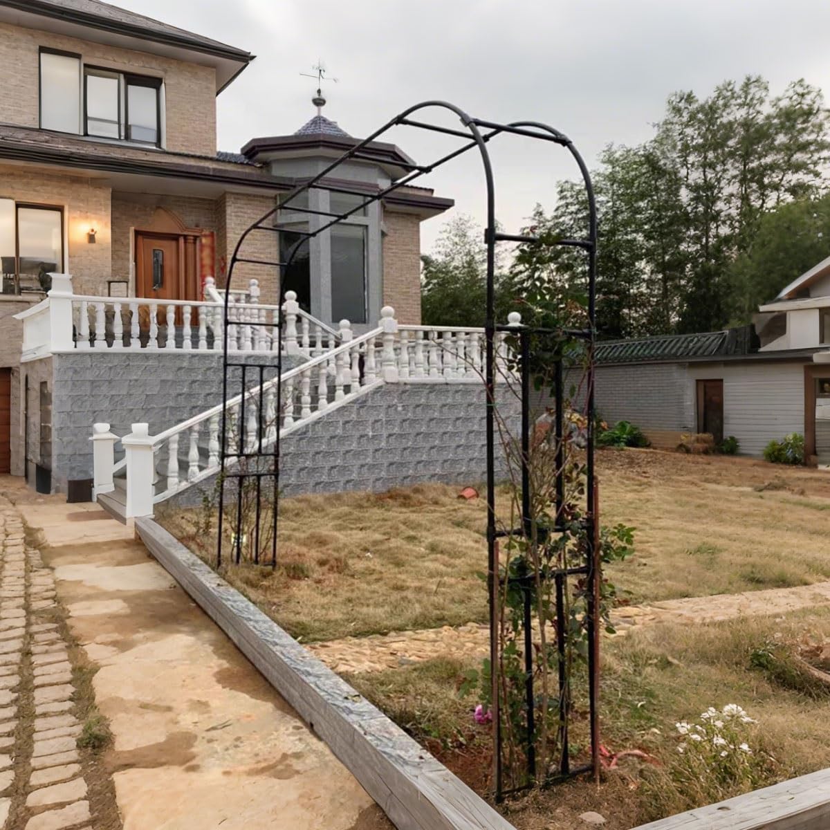 Metalowy łuk ogrodowy do roślin pnących, stabilny łuk różany, ocynkowana krata, na wesela i dekoracje, dostępna w rozmiarach 150 cm, 320 cm, idealna do dekoracji ogrodu i wsparcia roślin