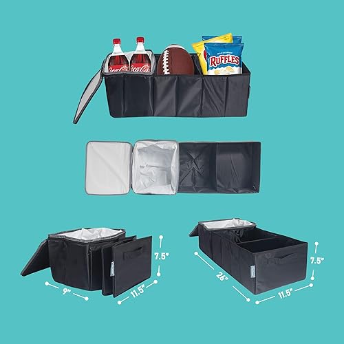 Miniatura 4 de FH Group Travel Organizador de carga para maletero de automóvil con varios compartimentos con enfriador para picnic, camping y portón trasero, gris
