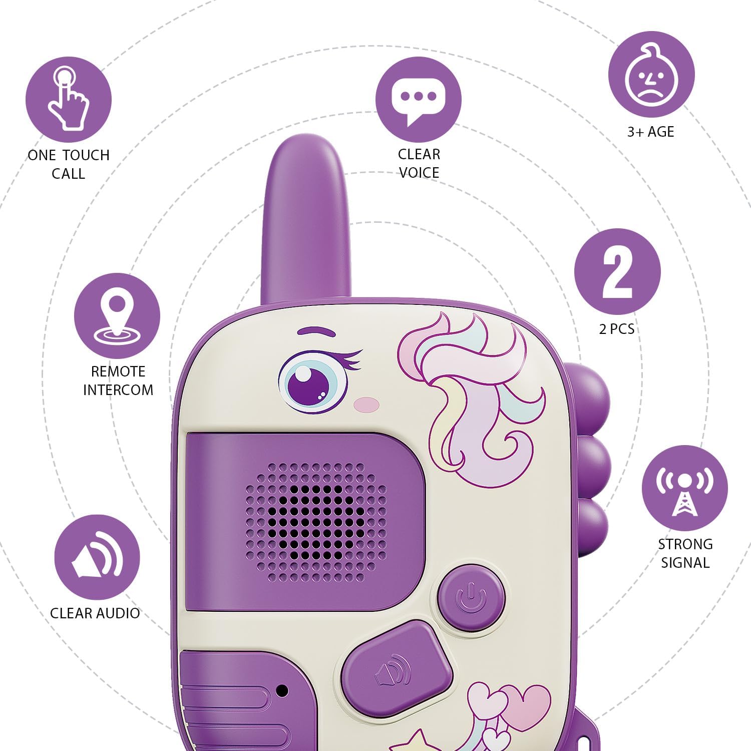 Walkie Talkies Toys for Girls: Unicorn Toys 2 Pack Birthday Gifts for 3 4 5-7 8 Year Old Girls Toy for 4 5 6 7 8-10 Year Old Camping Outdoor Games, Christmas Stocking Stuffers for Kids
