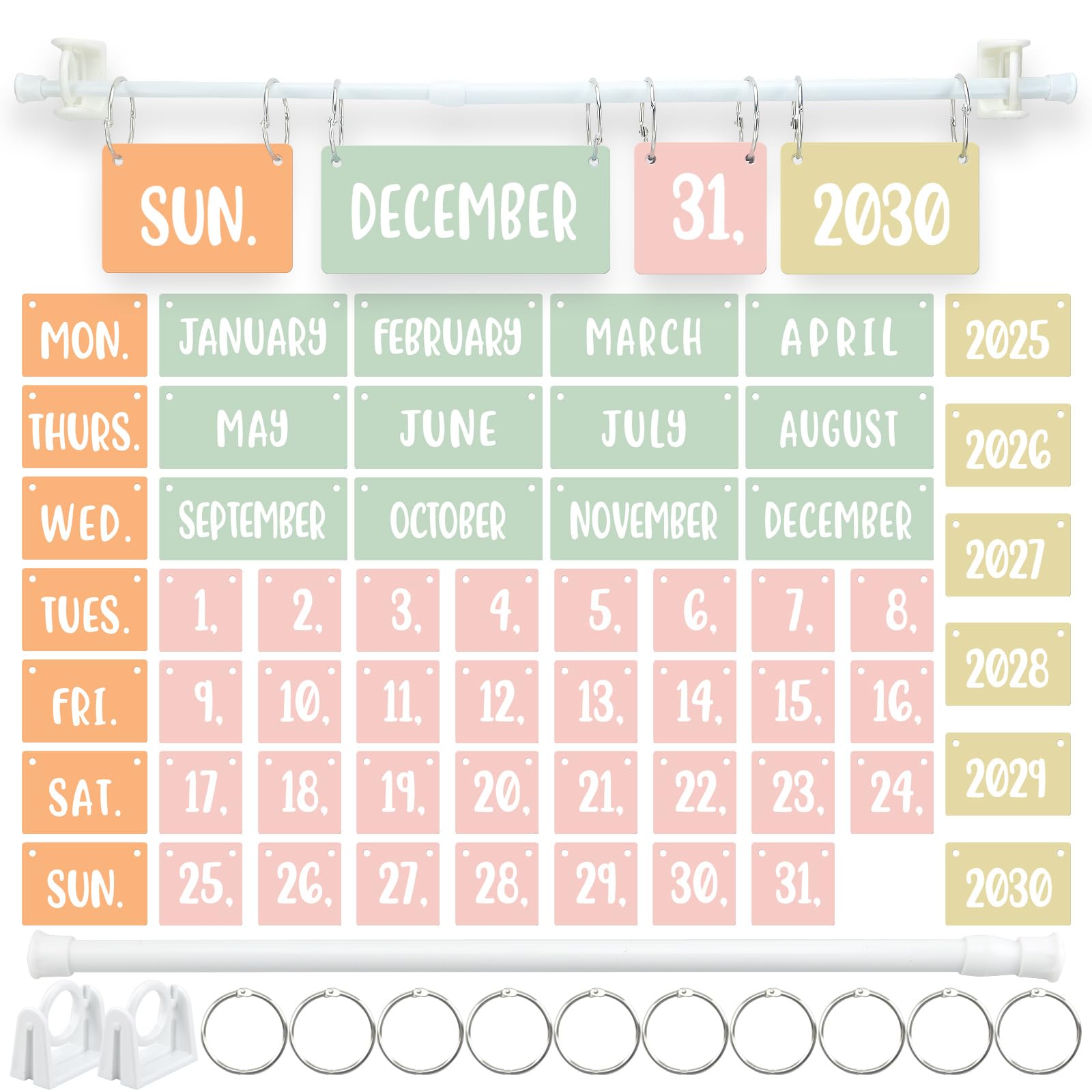 Flip Calendar for Classroom Bulletin Board Set with Adjustable Holder Includes 57 Date Cards Decor for School Classroom and Home(Colorful)