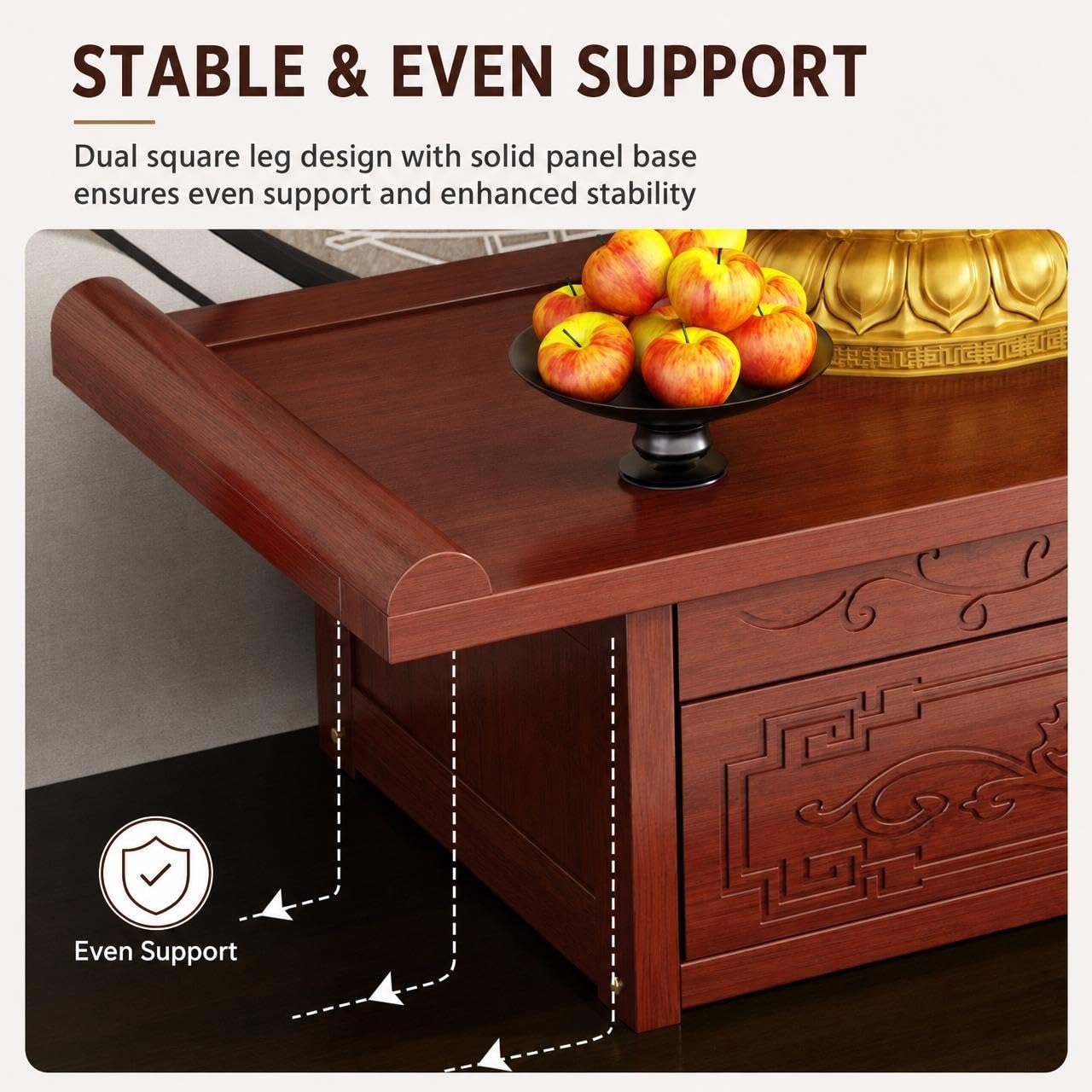 Altar de Mesa de Madera para Oración, Soporte para Buda con Cajón