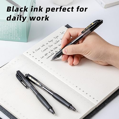 Miniatura 7 de deli Bolígrafos a granel, 50 bolígrafos de gel retráctiles de punta media de 0.028 in, escritura suave con tinta negra de secado rápido, no se