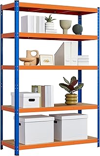 Yaheetech Estantería Metálica de Almacenaje Estantería Galvanizada de 5 Niveles para Garaje Trastero 180x120x45cm Naranj...