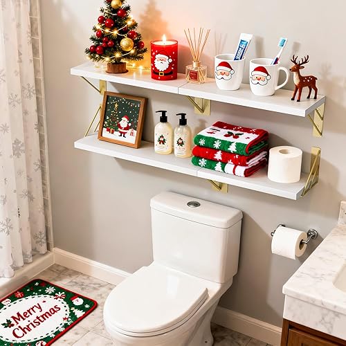 Miniatura 2 de BAYKA Estantes de pared para decoración de dormitorio, estante de pared flotante para almacenamiento en sala de estar y cocina, estantes de madera