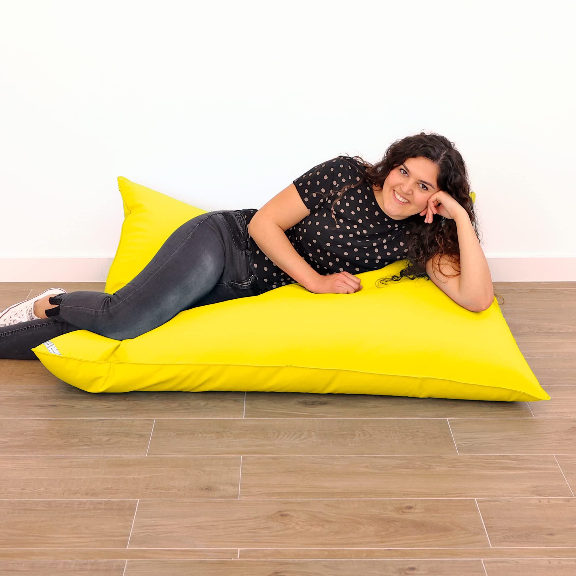 Happers Big Pouf Géant Similicuir Indoor Jaune