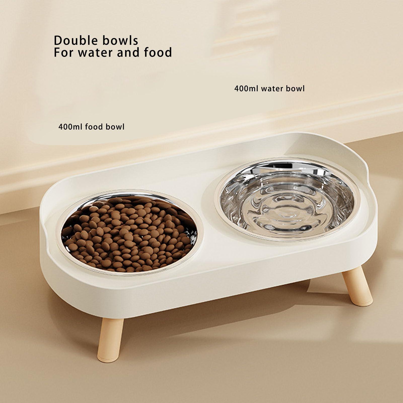 Fockety Comederos elevados para Perros, Juego de comederos y bebederos elevados de Acero Inoxidable con Soporte Antideslizante, para Perros pequeños y medianos Gatos Adultos