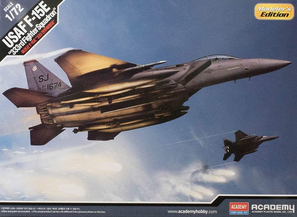 Academy #12550 F-15E 333rd Fighter Squadron USAF Plastic Model Kit, 1/72 Scale,Black, 0.5 Liters