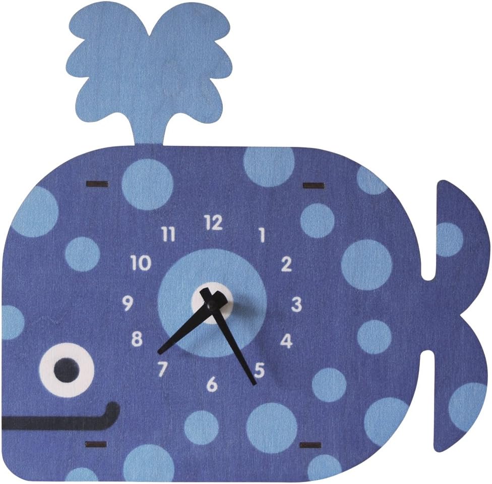 Modern Moose Whale Birch Wood Clock