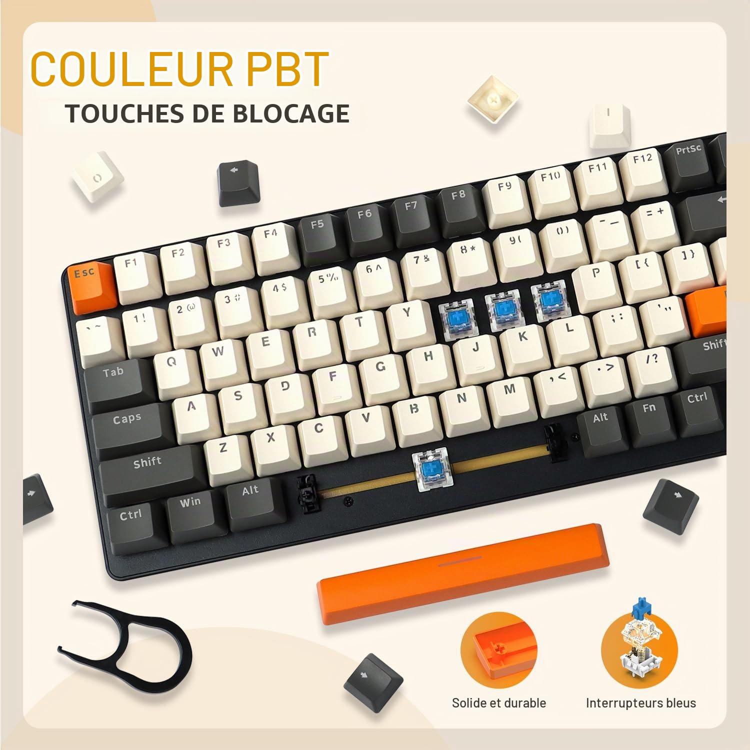 ZIYOU LANG K3 Clavier De Jeu Mécanique Filaire 100% – Rétroéclairage LED Arc-en-Ciel, Touches Anti-Ghosting Complet, Pavé Numérique, Switches Bleu, Boîtier Métallique, pour PC/Mac – Gris Foncé