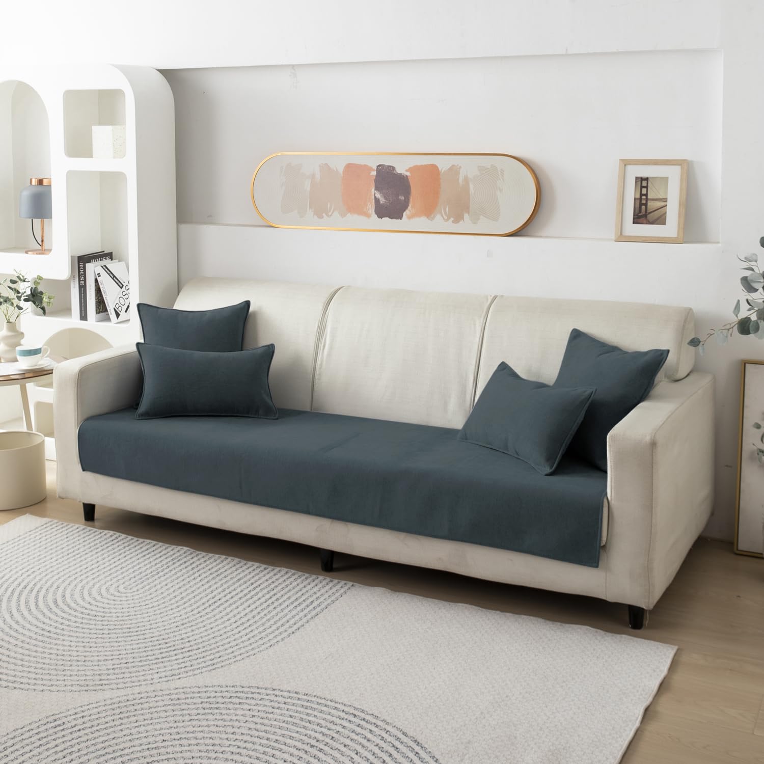 HOKIPO Premium Chenille Sofa Cover Mat, Seat Length 60cm, Grey (AR-4804) (B0C624DDRL) Amazon Price History, Amazon Price Tracker