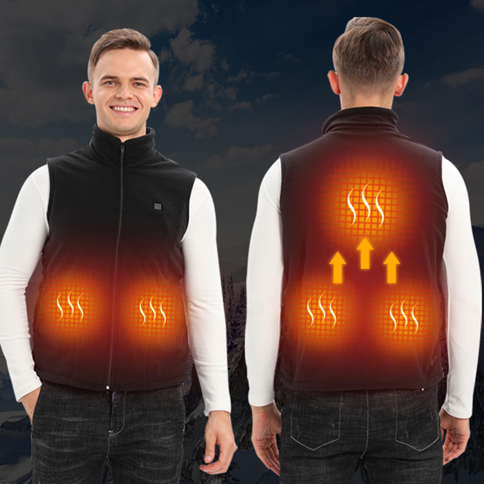Gilet riscaldato USB con tasche per uomo donna 5 zone di riscaldamento riscaldamento rapido traspirante all'aperto sport invernali abbigliamento famiglia anziani