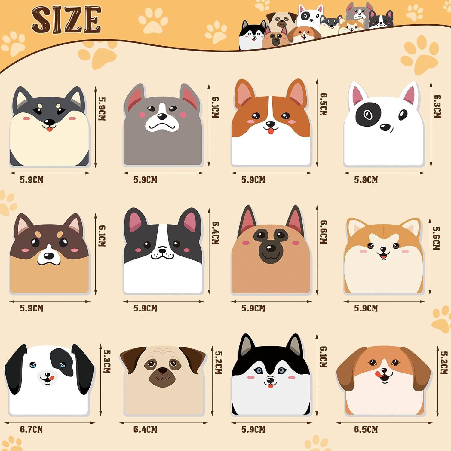 ❌犬好き(❀ᴗ͈ˬᴗ͈)\"新品　メモ用紙 Amazon.co.jp: 付箋 犬 可愛い【12種類セット】 色紙 メッセージ