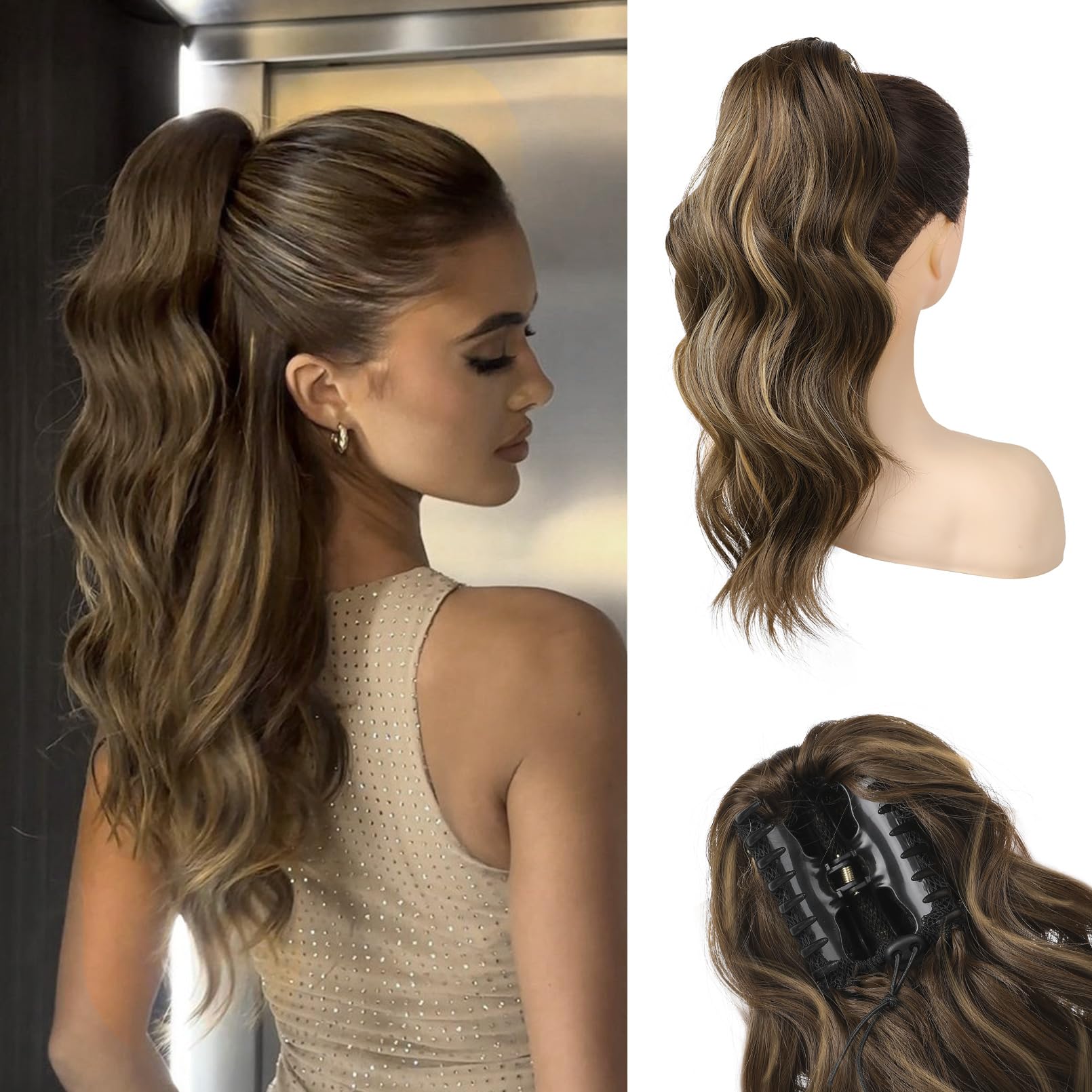 Photo 1 of HOOJIH 18 Inch Wavy Clip-In Ponytail Extension