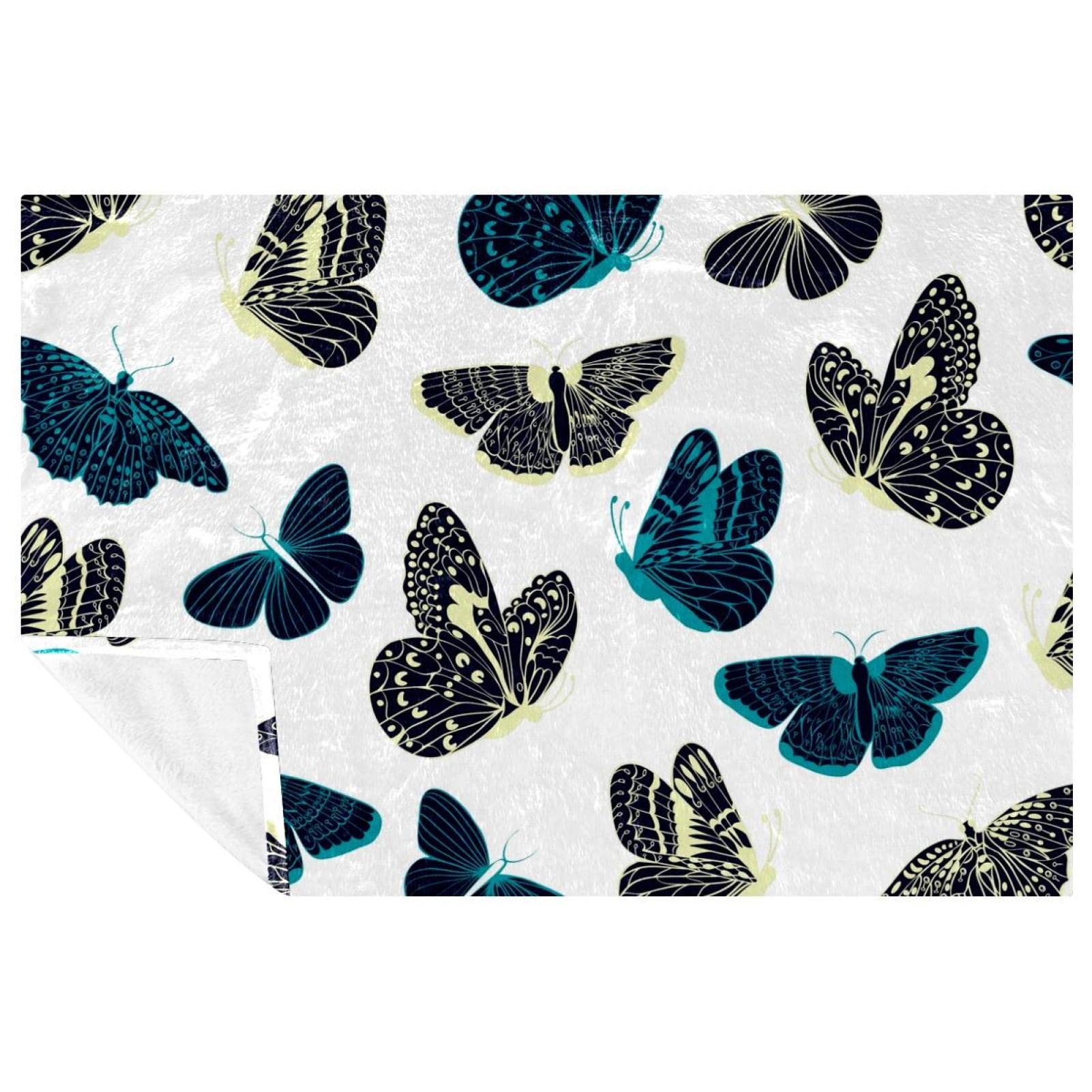 Couverture douce et chaude motif papillon pour lit et camping
