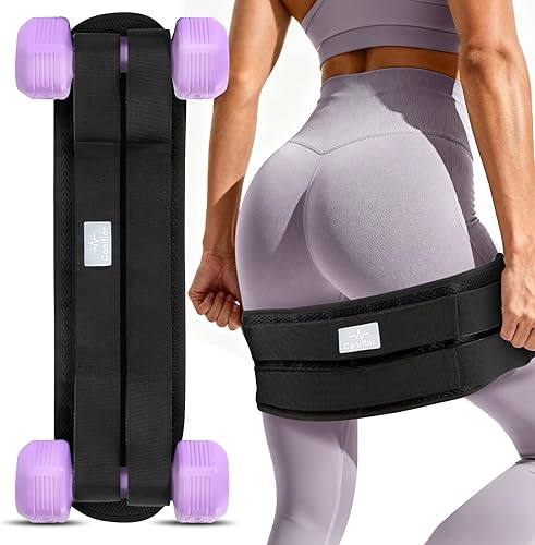 Hip Thrust Belt with 3 Resistance Bands - Adjustable Fitness Belt for Dumbbells, Kettlebells, Plates - Support Up to 100 lbs - For Glute Workouts at