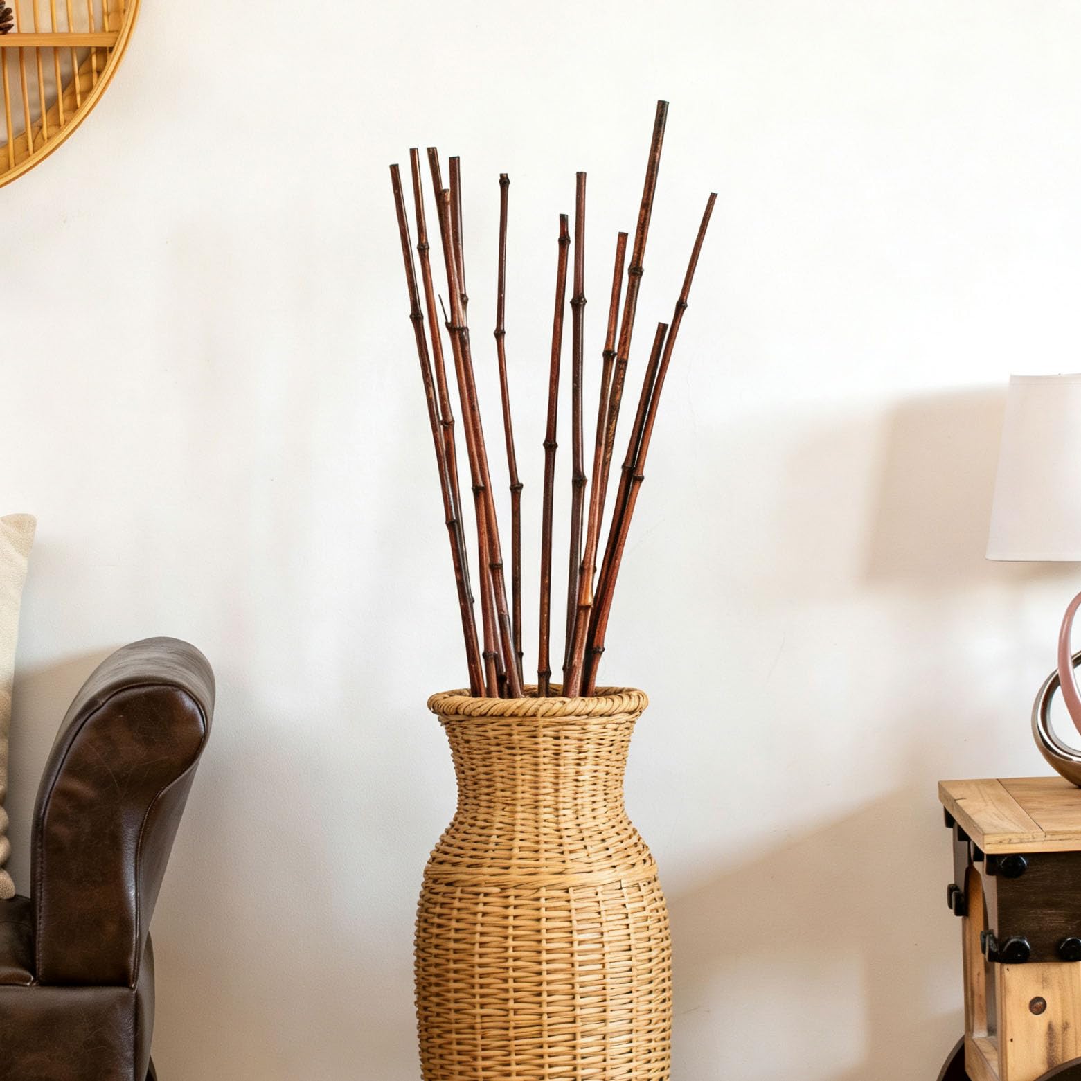 Uniquewise Set di 12 steli decorativi naturali in bambù per vaso, centrotavola rustico, decorazione per la casa, fai da te, strumento di giardinaggio creativo, decorazione per matrimoni e feste