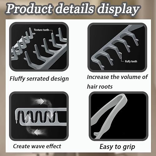 Miniatura 6 de Peine texturizado, peine voluminizador de dientes anchos, peine de pelo rizado de dientes anchos esponjosos, peine texturizado para hombre,