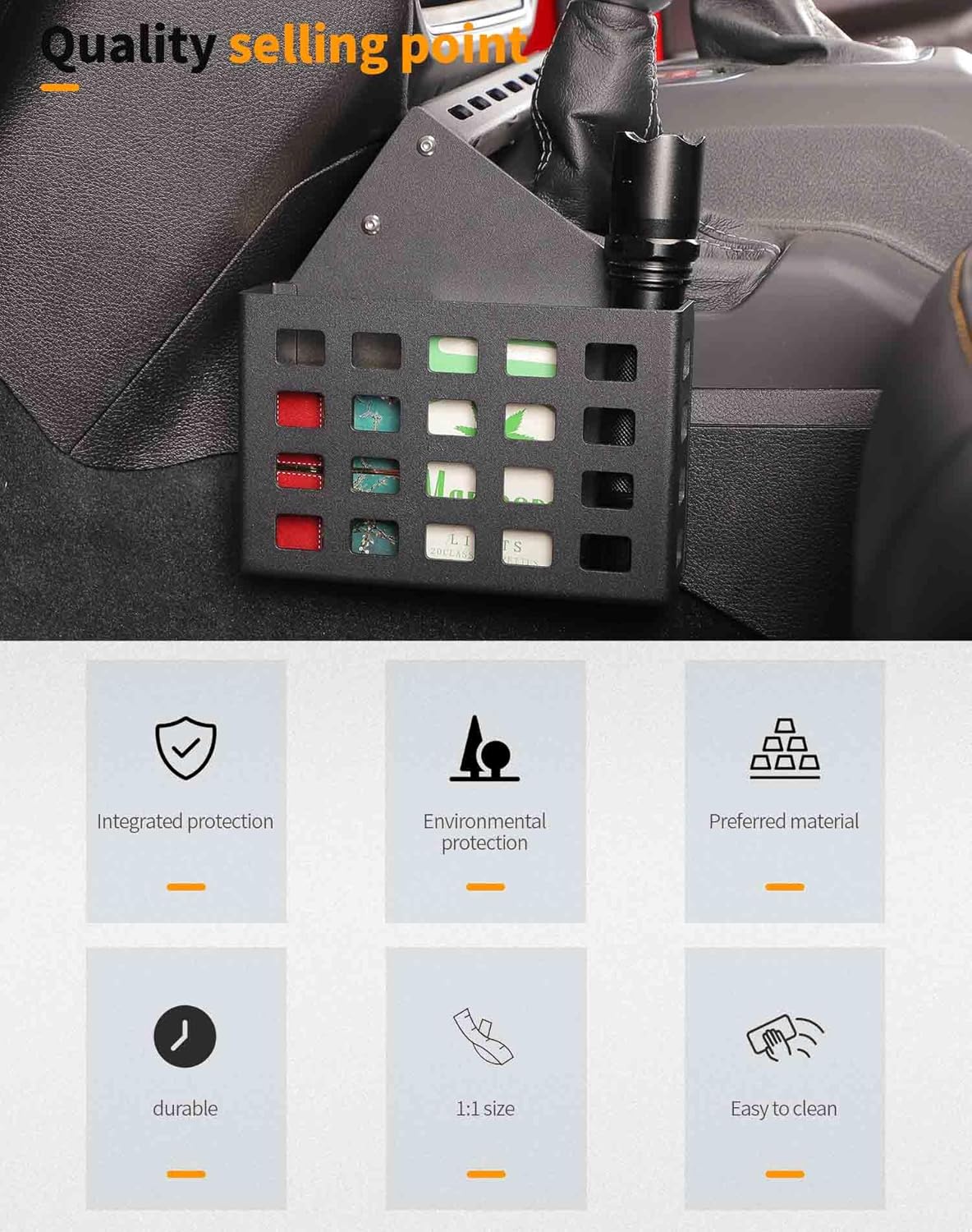 Hoolcar Center Console Gear Shift Organizer Tray Compatible with Jeep Wrangler JL/JLU 2018-2024 & Jeep Gladiator JT Truck 2020-2023 Storage Box, Interior Accessories, Black