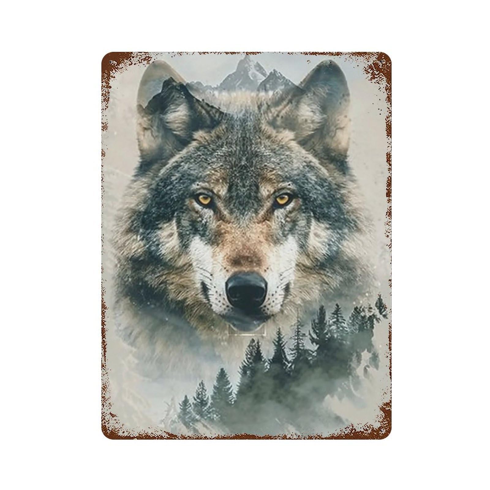 Plaque en fer loup Timber Wolf idée cadeau rétro originale 40x30 - 8