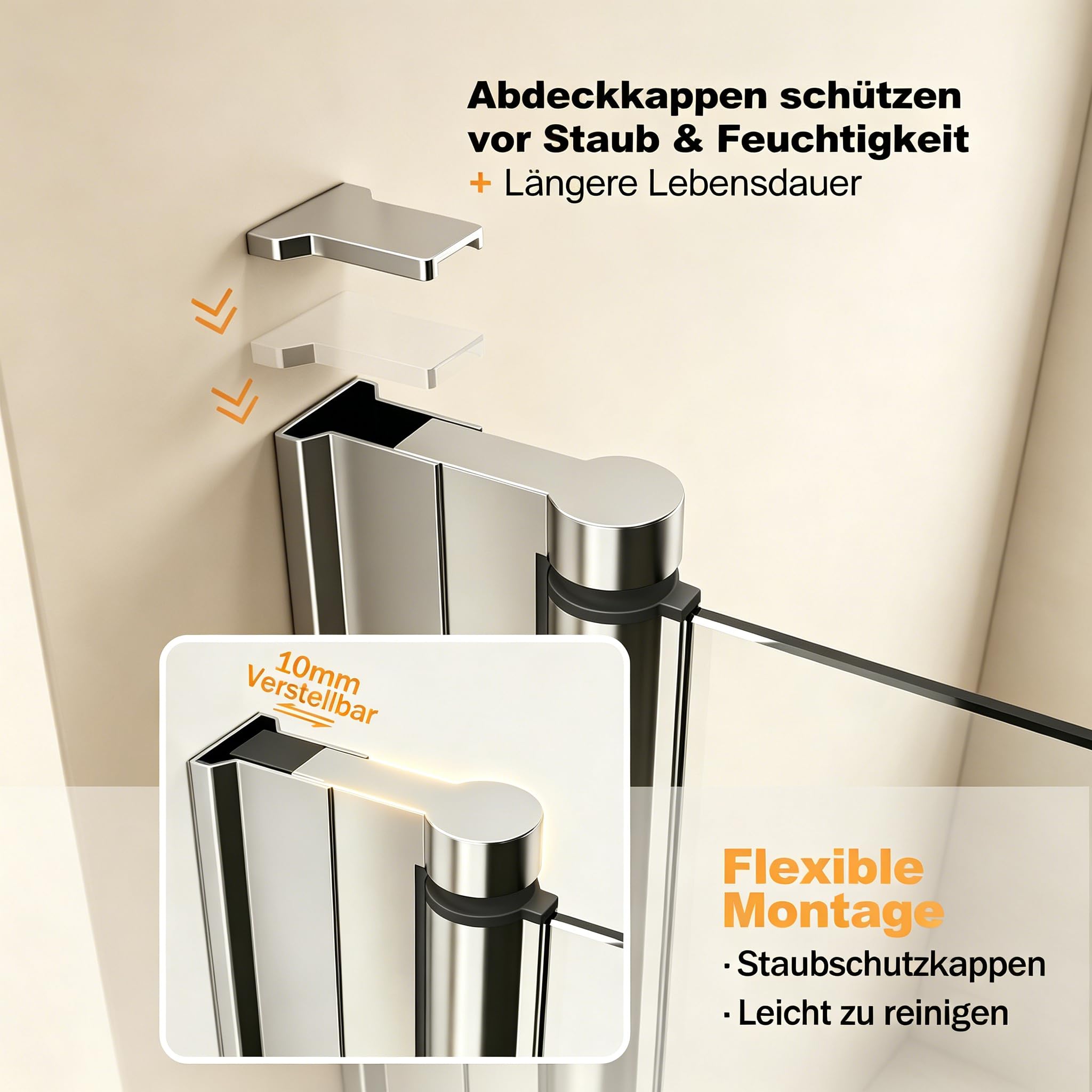 Duschkabine Falttür 90x90 cm Eckeinstieg, 185cm Höhe, mit doppelten faltbaren Duschtüren aus 6 mm ESG-Glas für Dusche, 180º Duschabtrennung Faltbar, ohne Duschtasse