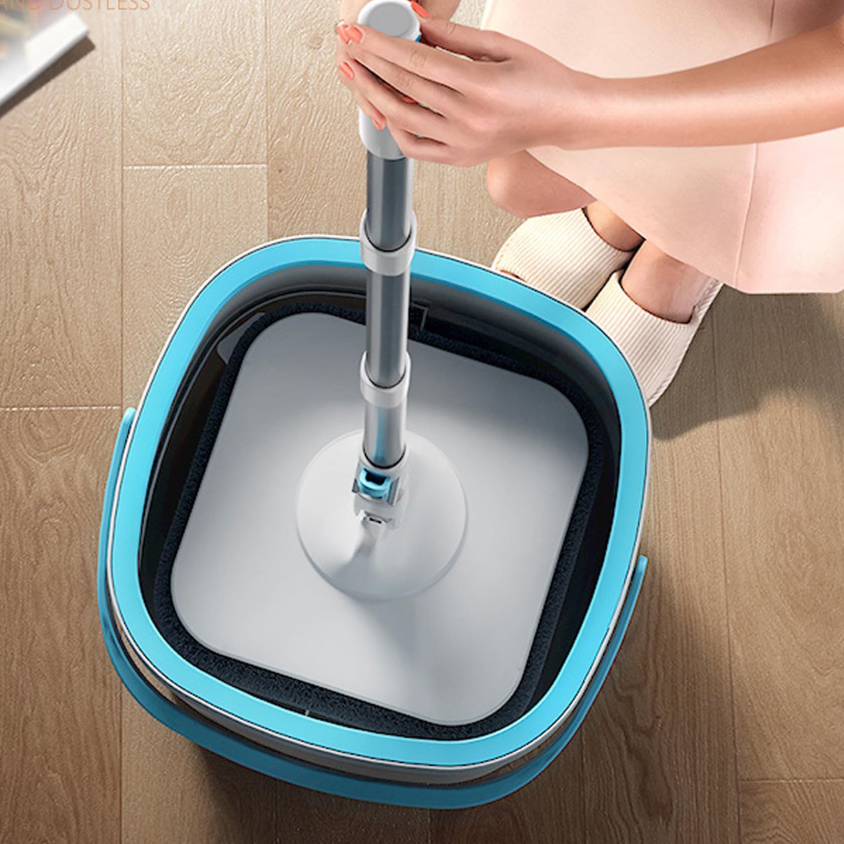 Mop y Cubo de Cubo con Wringer 360º Spin Mop and Buckets 2 recargas de Microfibra Altura Manija Ajustable Cocina húmeda y Seca Sistema de Limpieza de Pisos Accesorio