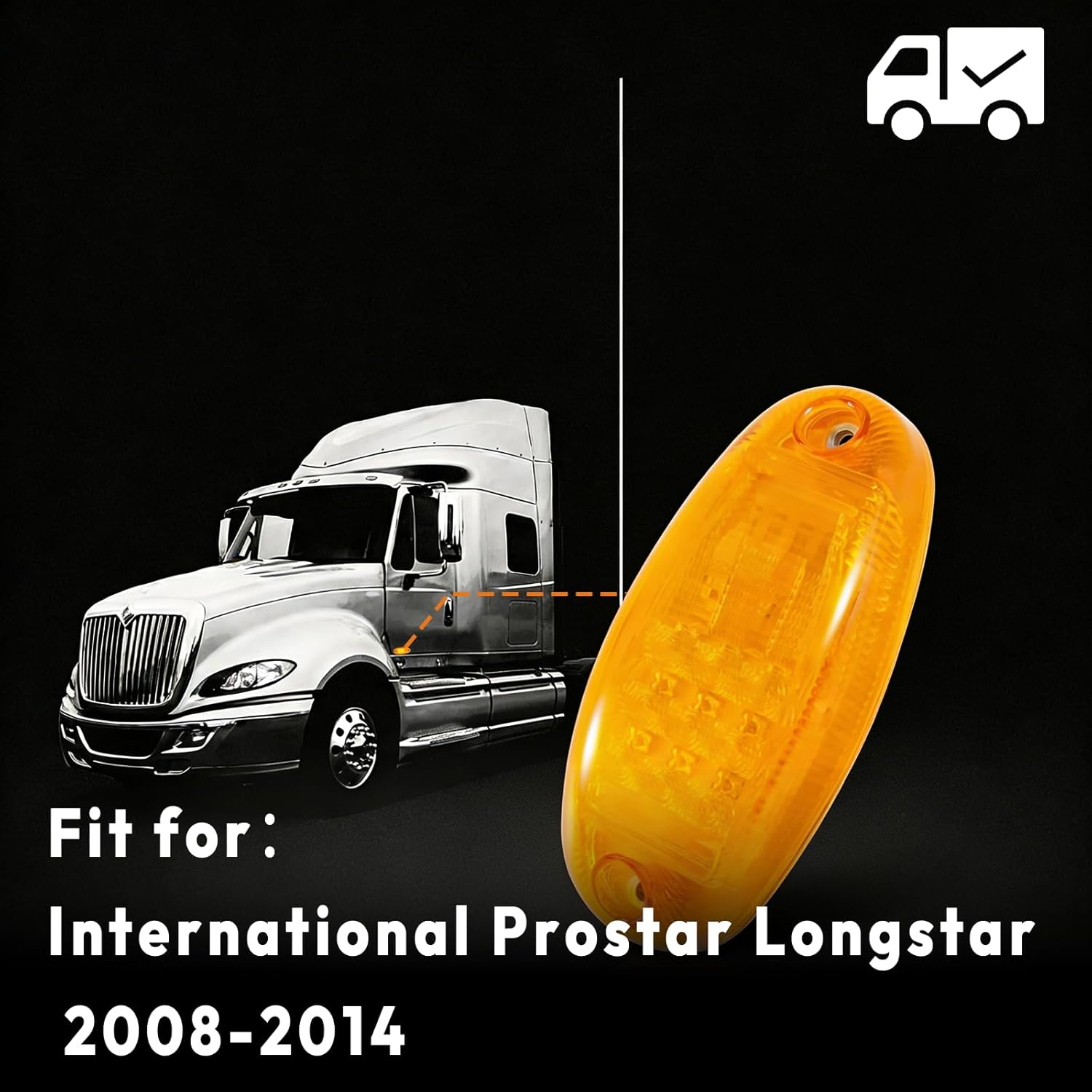 2 PCS LED Side Marker Light Turn Signal Light Truck Amber lamp Assembly Fits for International Prostar Longstar 2008-2014 2710010020 3889264C91