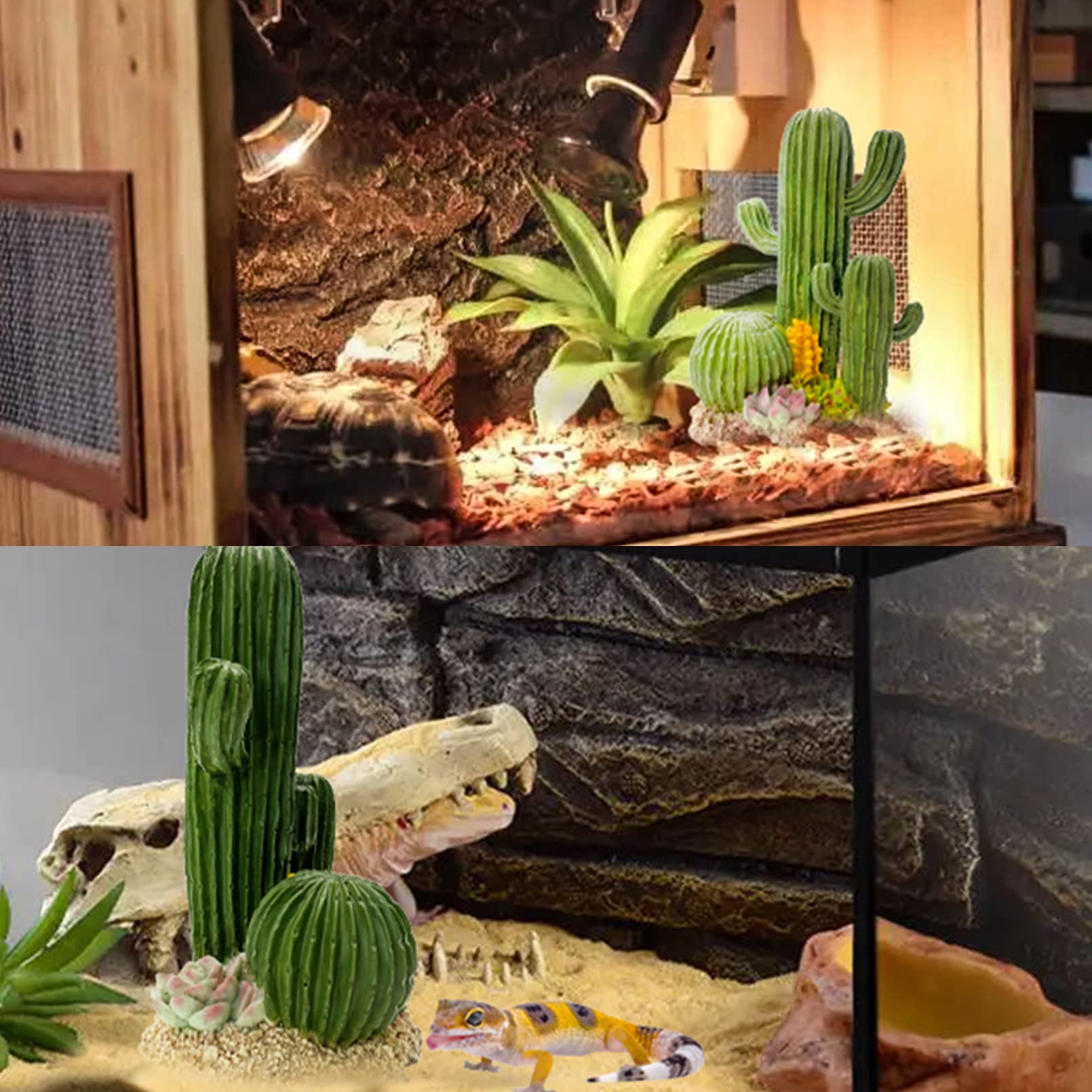 kathson Reptilien-Tank-Dekoration, Eidechse, Versteck- und Hhlenpflanzen,  Terrariendekoration, Harz, Kaktus, Wste, Aquarium, Zubehr, fr  Bartagagrache, Chamleon, Gecko, Schlangenfisch (Kaktus): Amazon.de:  Haustier