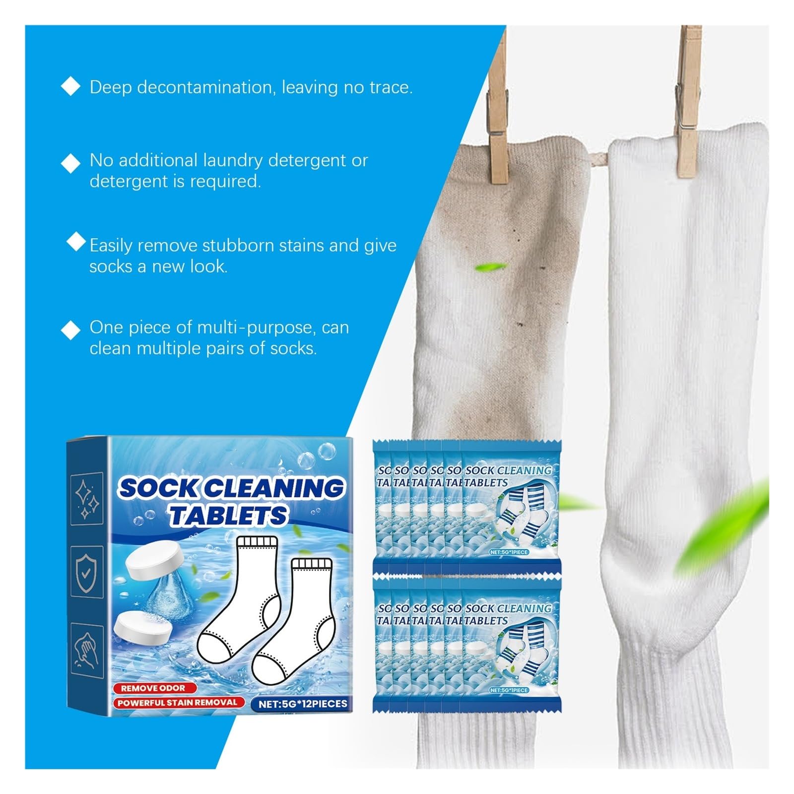 5G*12er-Pack Sockenreinigungs-Brausetabletten