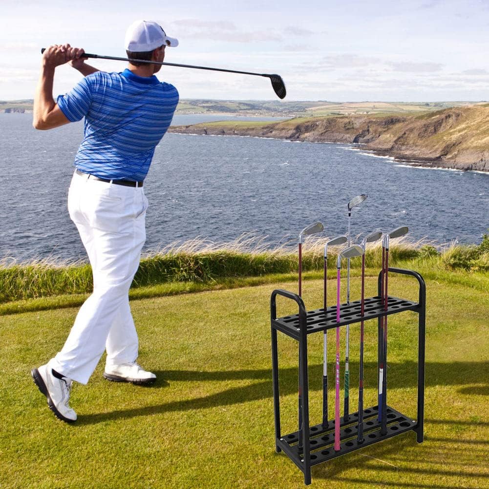 NORSENS Golf Club Organizer - 27 Hole Display Stand, Putter Rack Holder, Metal Golf Clubs Shelf Storage, Course Practice Supplies