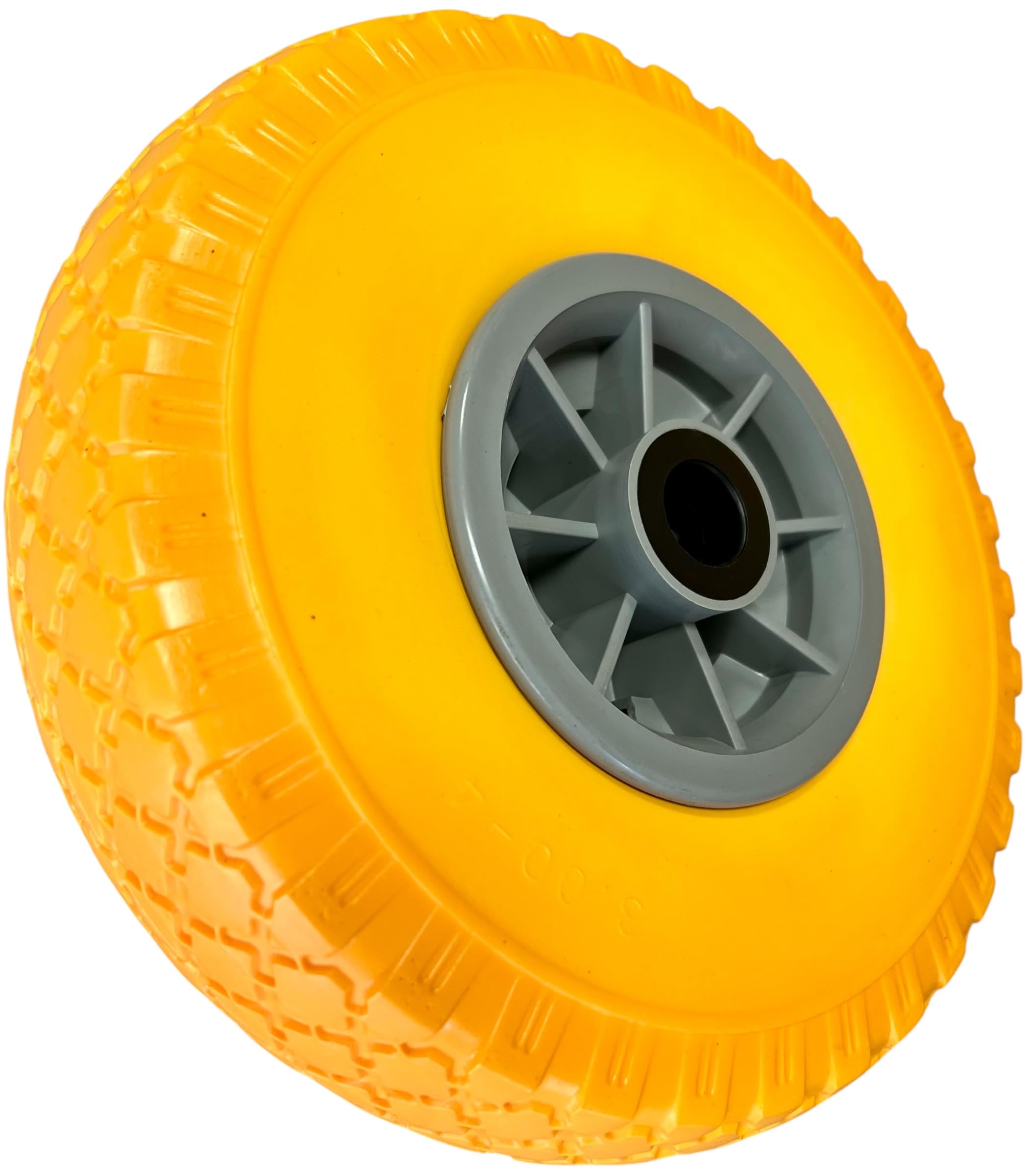 4x Sackkarrenrad Pannensicher VOLLGUMMIREIFEN Ø 260mm, Nabe Ø20×75mm, 3.00-4, für Sackkarren Bollerwagen, Rad Ersatzrad Reifen Räder für Sackkarre Bollerwagenrad Sackkarrenräder, Gelb/Grau, PU