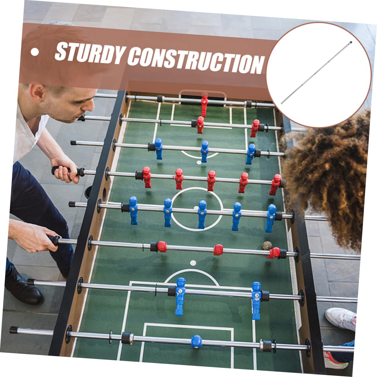 INOOMP Ricambio per Calcio Balilla Barra di Ferro Resistente con Tappo Incluso per Tutti i Tipi di Tavoli da Calcio Balilla Sostituzione di Parti per Gioco in Casa e Feste Stile Casuale