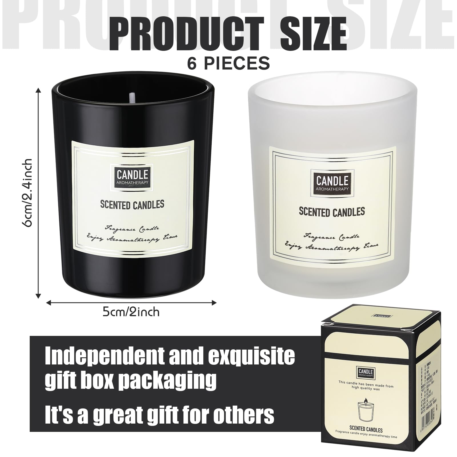 Threlaco 6 Pcs Scented Candle Soy Wax Candles Aromatherapy Candles for Women 6 Scents Long Lasting Soy Candle Gift Set in Glass Jar for Men Birthday Coworker Employee Anniversary