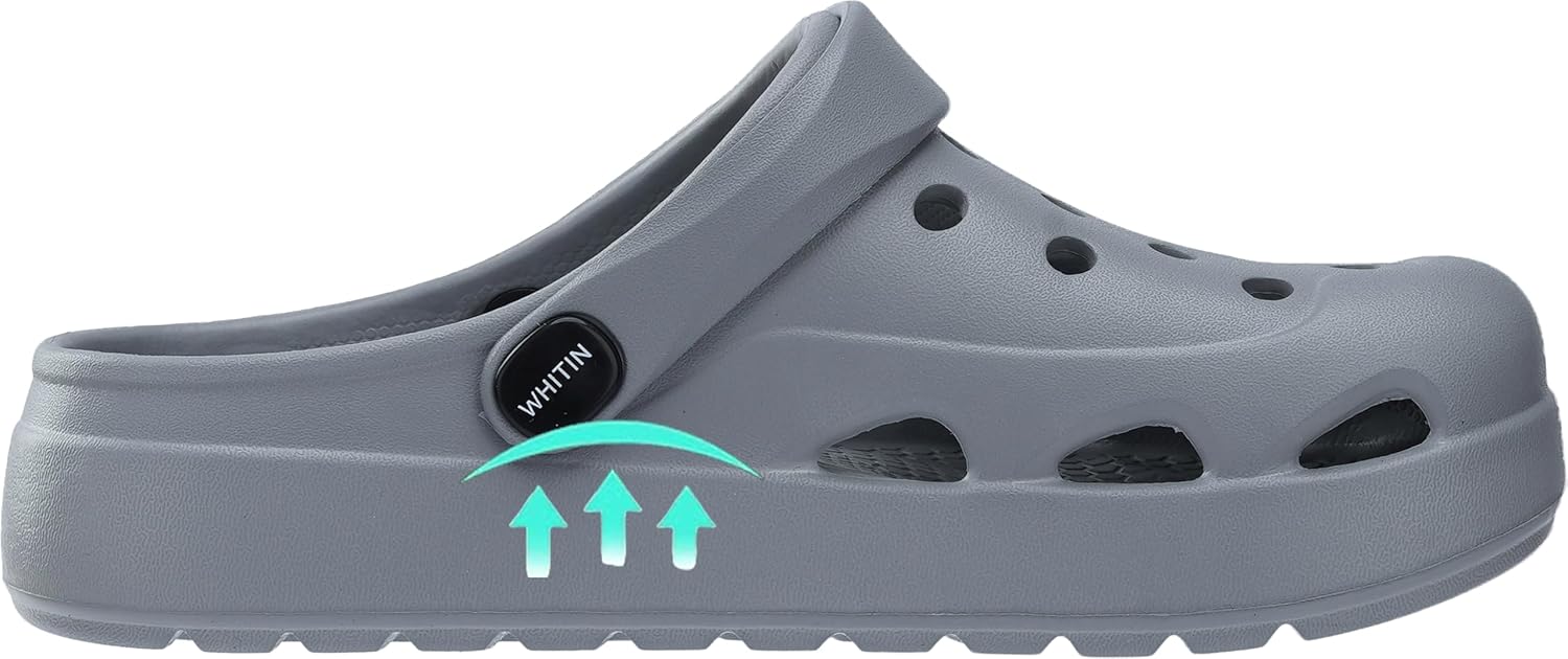 WHITIN Unisex Clogs with Arch Support, Lightweight Garden Shoes for Women and Men 11 Women/9 Men Grey image 2 of 5 B0GJ5KJQ89