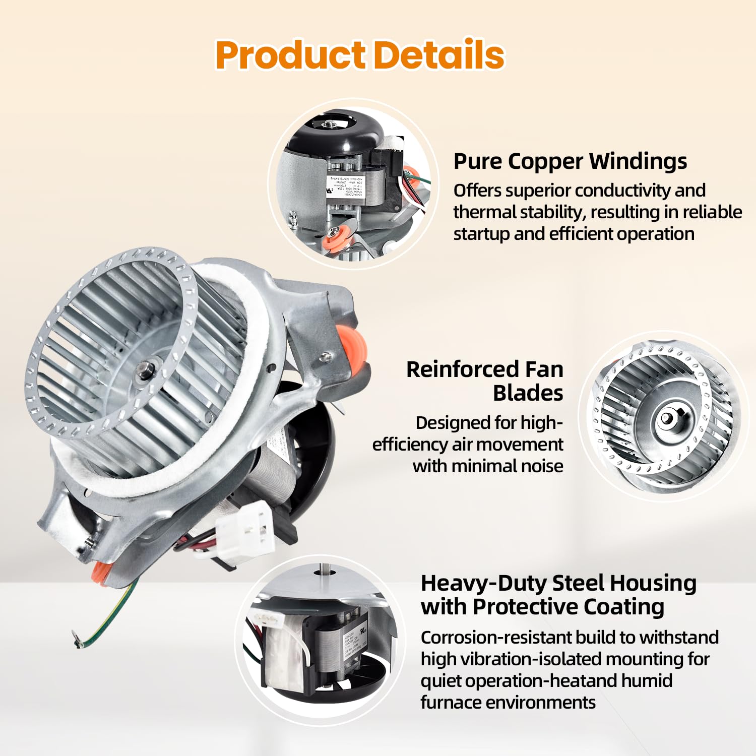 326628-762 Furnace Draft Inducer Motor Assembly Compatible with Carrier, Bryant, Payne HC21ZE126A, 326628762 and Packard 66762, Furnace Blower Motor Exhaust Vent Venter Motor
