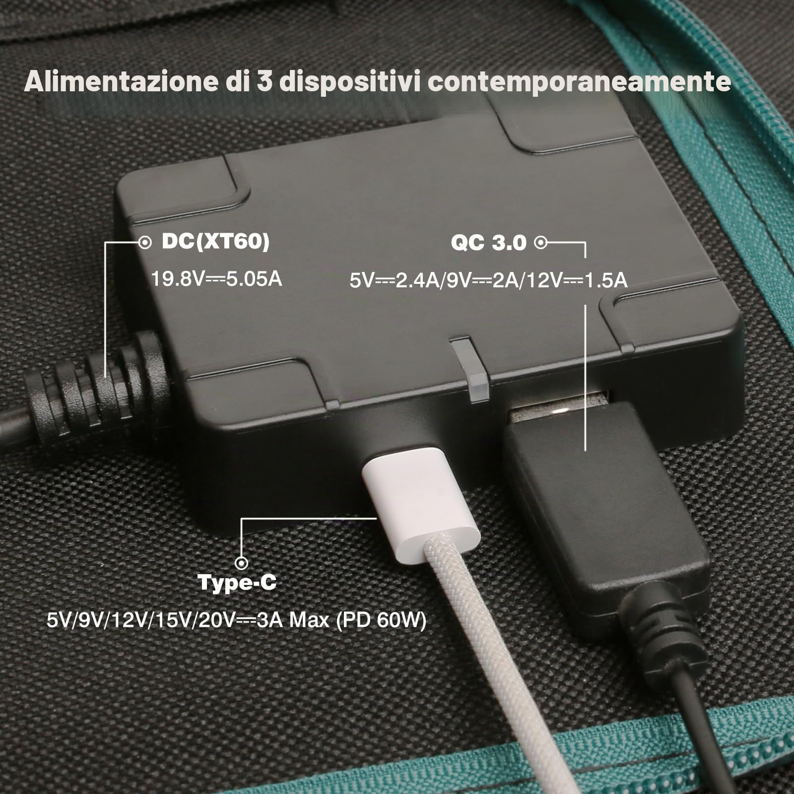 100W Pannello Solare Portatile Pieghevole con Super Funzionalità di Tracciamento dei Raggi di Alta Conversione 23,5% 18W QC3.0 PD60W Type-C DC uscite USB A Per Campeggio Emergenza Tablet Camera