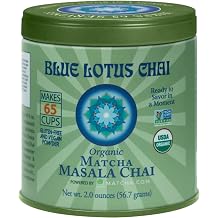 Blue Lotus Chai Organic Matcha Masala Chai - Makes 65 Cups Just Add Hot Water, No Steeping, No Gluten - 2 Ounce Masala Chai Powder with Ceremonial-Grade Matcha and Organic Spices
