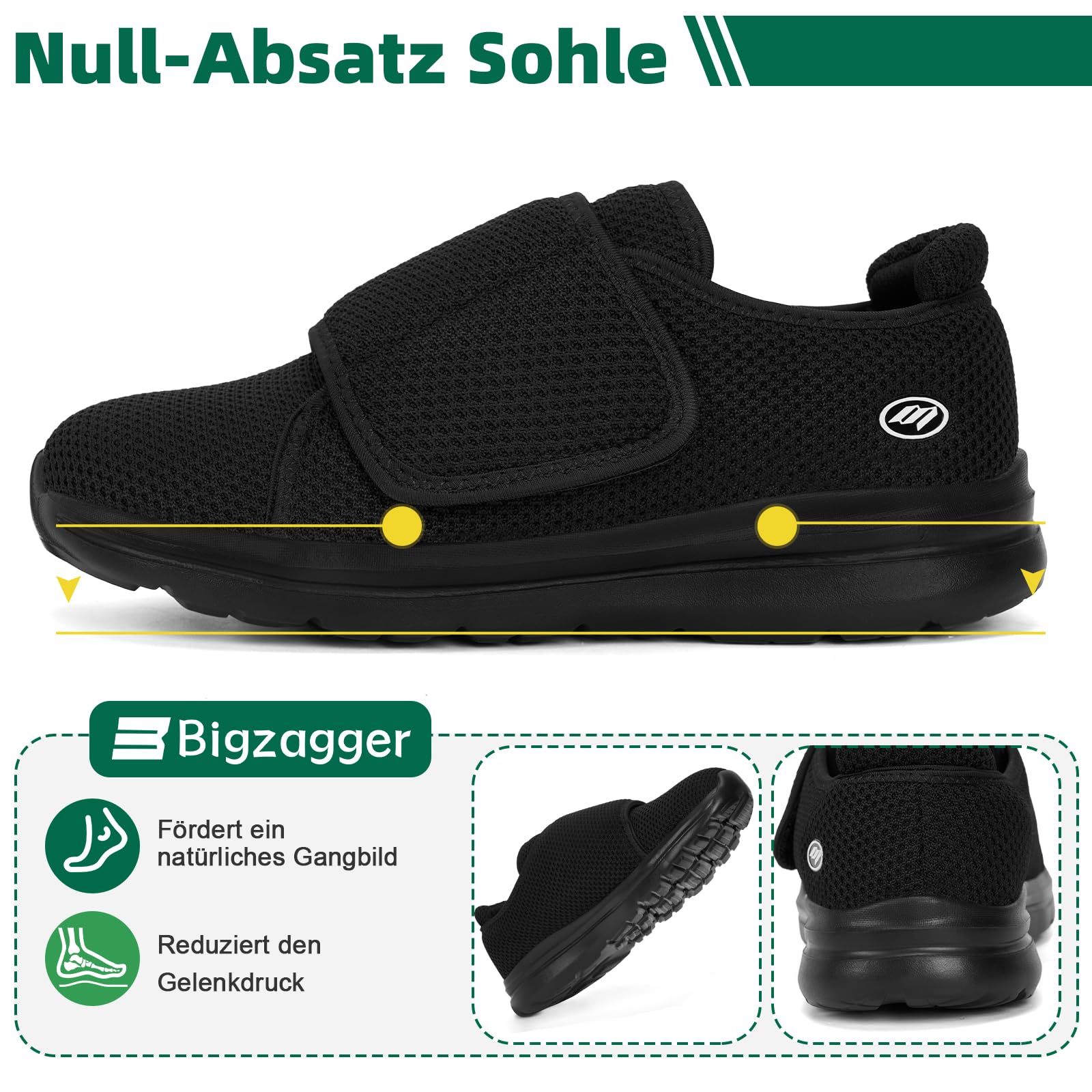 Scarpe per diabetici, da uomo, da donna, extra large, con chiusura in , ultraleggere, ortopediche, con suola in memory foam, traspiranti, per piedi gonfi