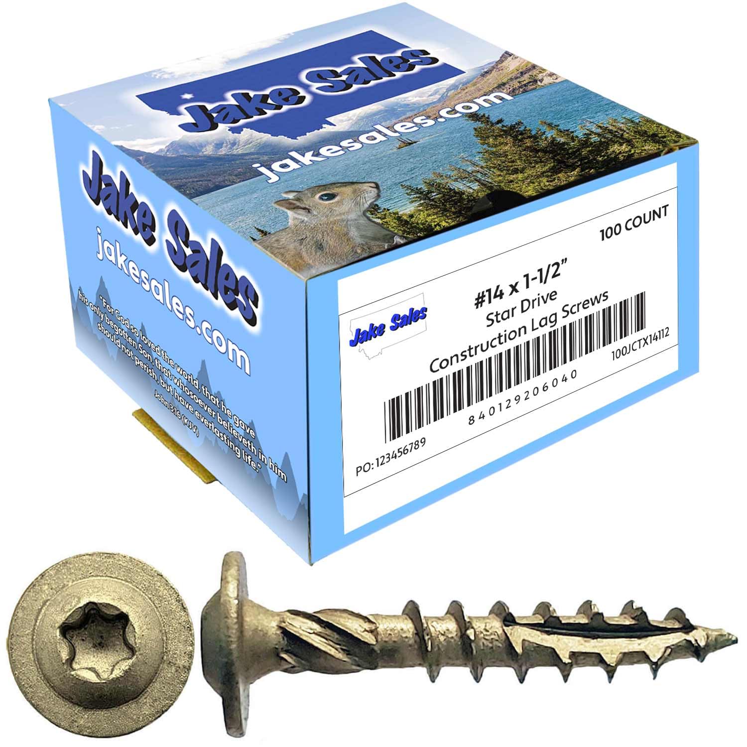 Tornillo de rezago de construcción de 1-1/2 pulgadas con revestimiento exterior Torx/Star Drive - Tornillo de retraso estructural resistente muy superior a los tornillos de retraso comunes, cabeza de