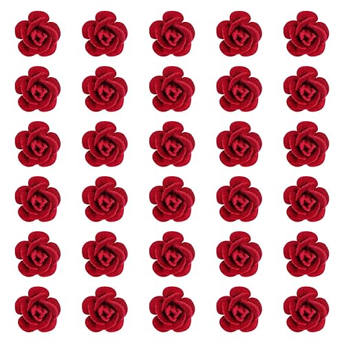 Wecoe 30 Pcs Small Red Rose Flower Hair Clips Tiny