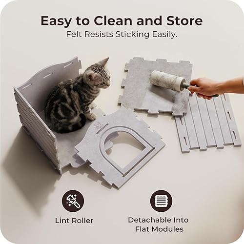 Apasiri Cat Cave Bed for Indoor Cats — side view showing full product dimensions