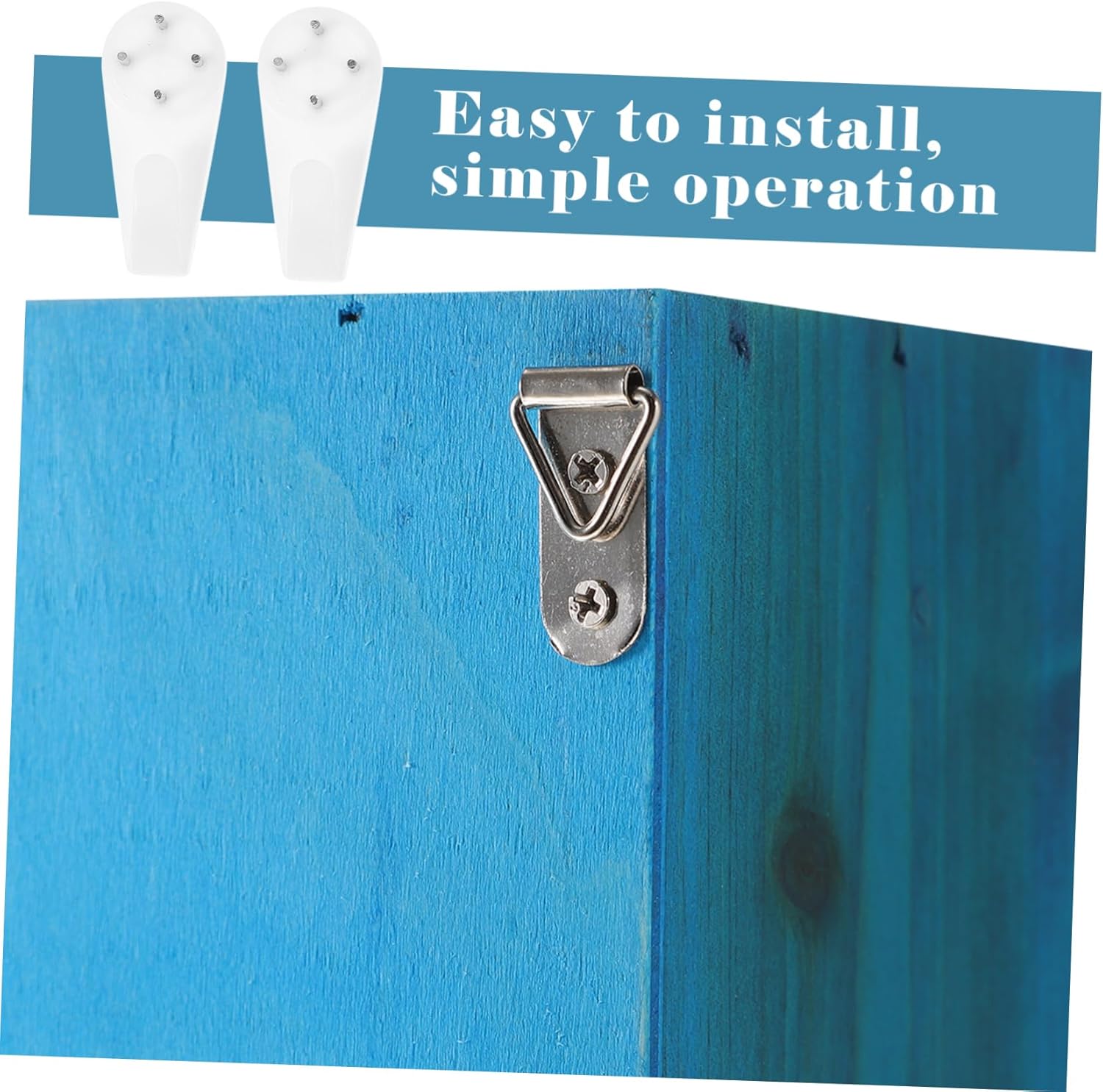 KICHOUSE Wooden Wall Cabinet, Blue, 36X31X12.4CM, Rustic Style, Double Door, 2 Shelves, Kitchen