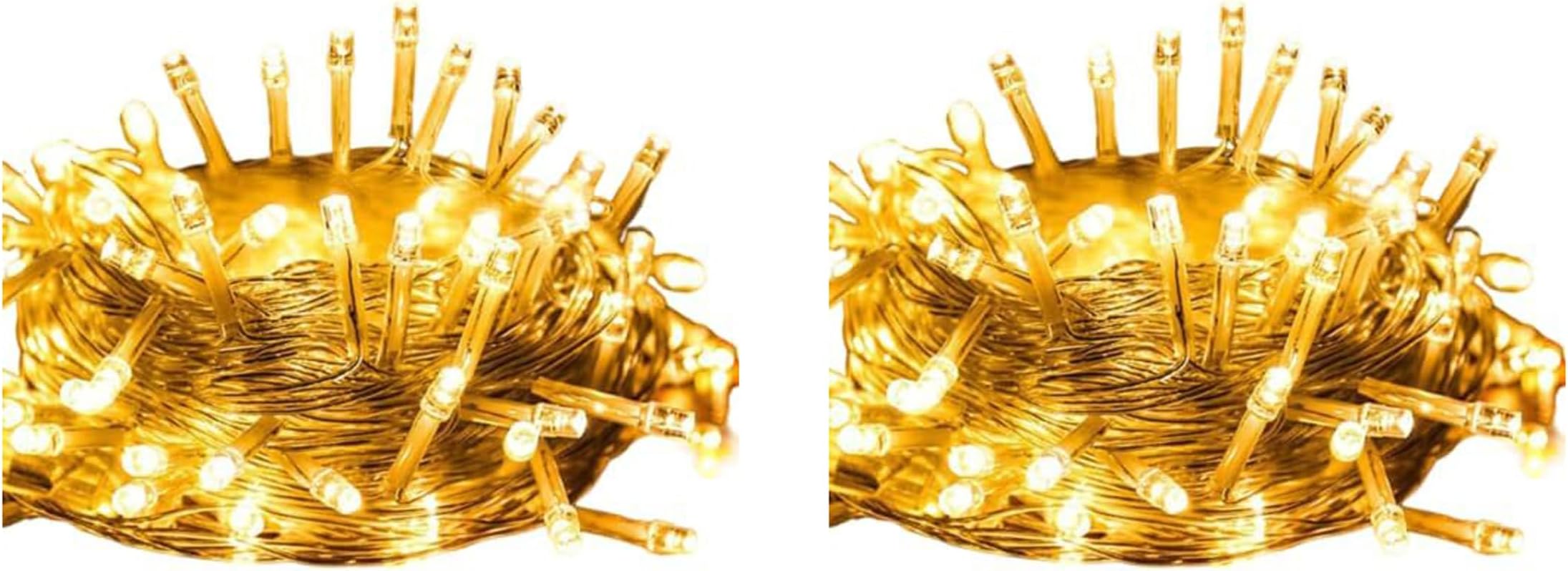 Quace Plastic 12 Meter Decorative 42 Warm White LED String Light Plug for Indoor & Outdoor Decorations,String Lights for DIY, Party, Home Decor, Christmas, Diwali (Pack of 2)