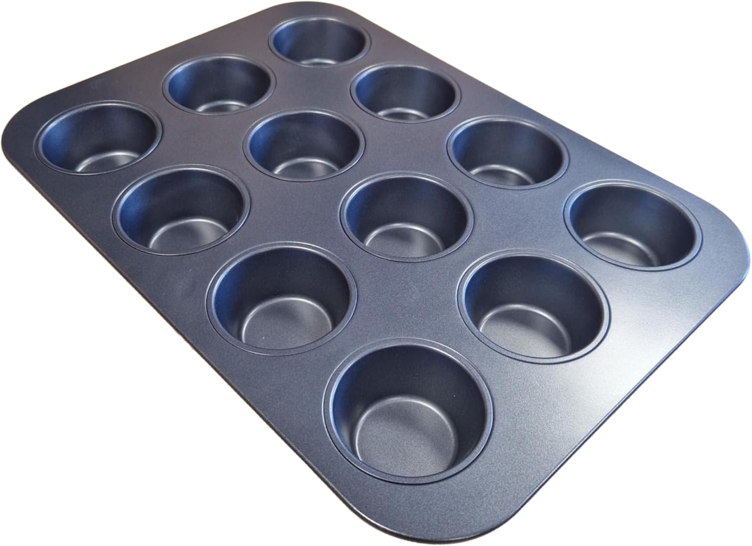 mastrad - 12 Cavity Muffin Pan Cupcake Pan Cake Pan 2 Layer Coating PFAS and PTFE Free 40 x 28 x 4 cm