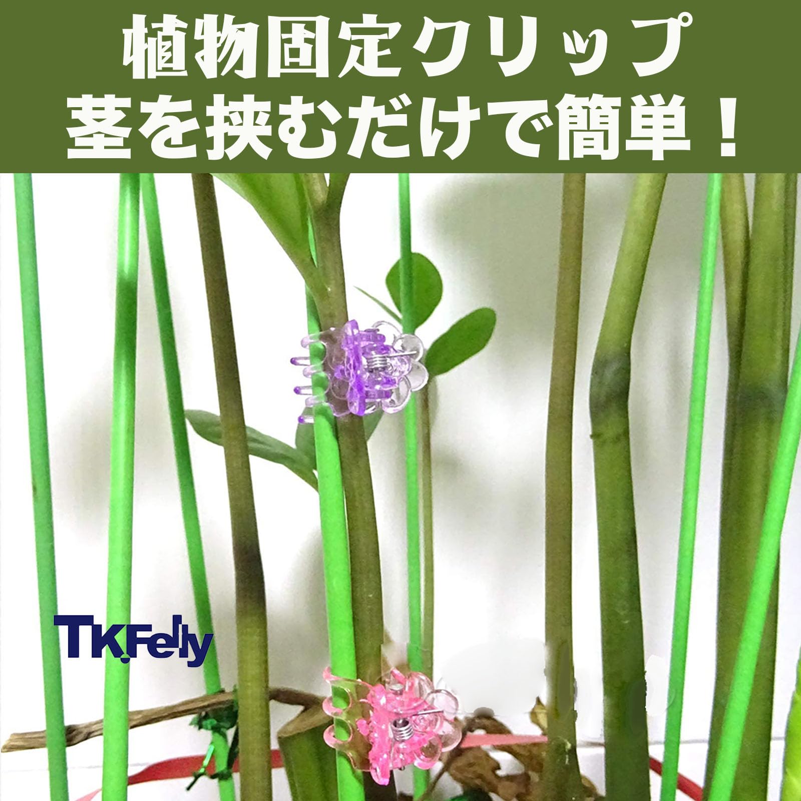 Amazon | TK.Felly 誘引クリップ 植物クリップ 植物固定 支柱 園芸 120