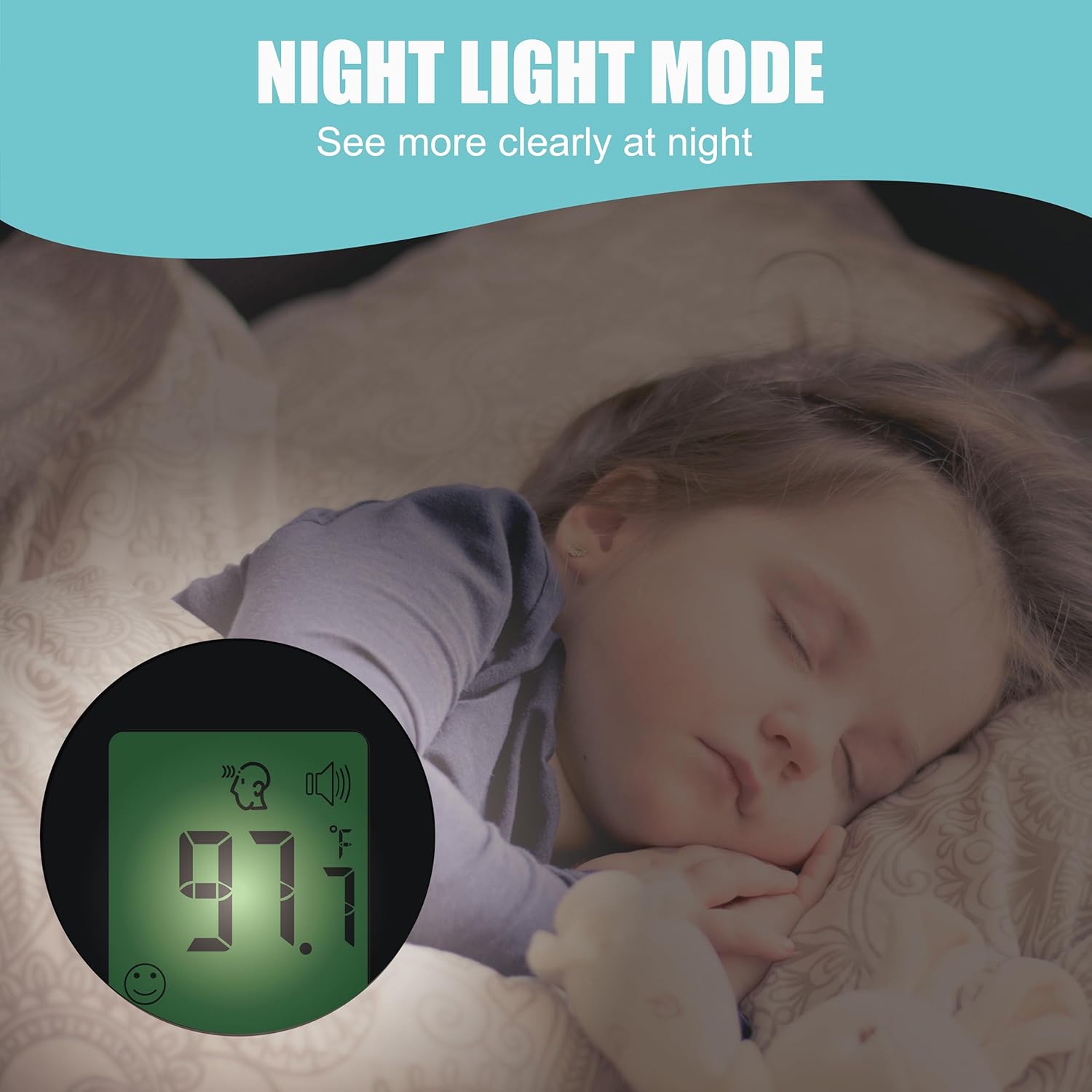 Amplim Hospital Medical Grade Non Contact Clinical Forehead Thermometer for Baby and Adults, Blue Turquoise White