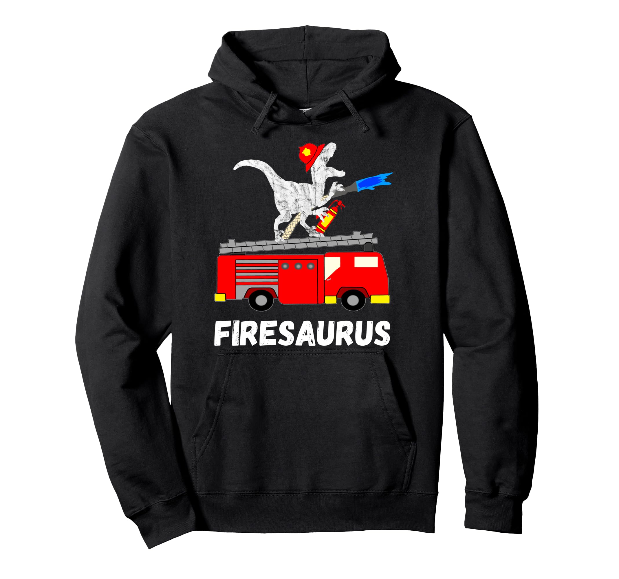 Fire Brigade Dinosaur Car Funny Fireman Dino T-Rex Pullover Hoodie